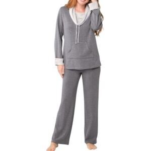Pajama Gram Charcoal Grey World's Softest Cowl Neck Pajama Set Size Small